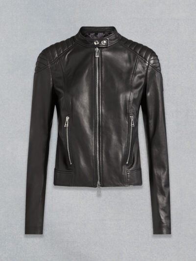 Women Satin Nappa Madison Black Leather Jacket