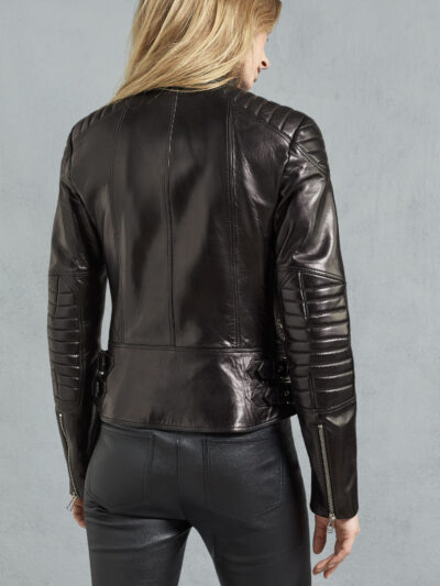 Women Satin Nappa Madison Black Leather Jacket