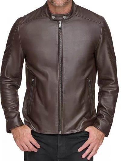 Men's Viceroy Sleek Brown Leather Racer Jacket