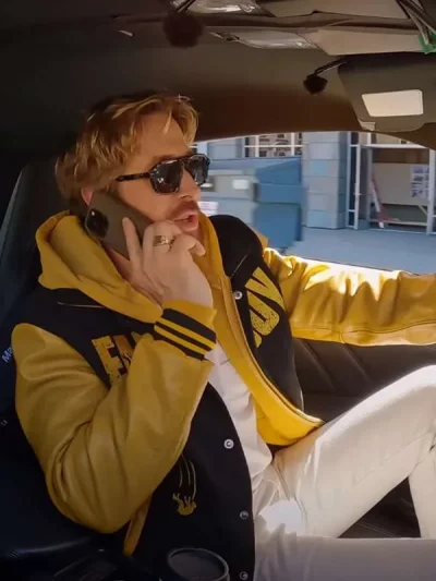Ryan Gosling The Fall Guy Carpool Yellow Varsity Jacket